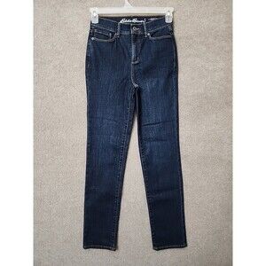 Eddie Bauer Slightly Curvy Slim Straight Leg Jeans Womens 2 Blue Travex Stretch